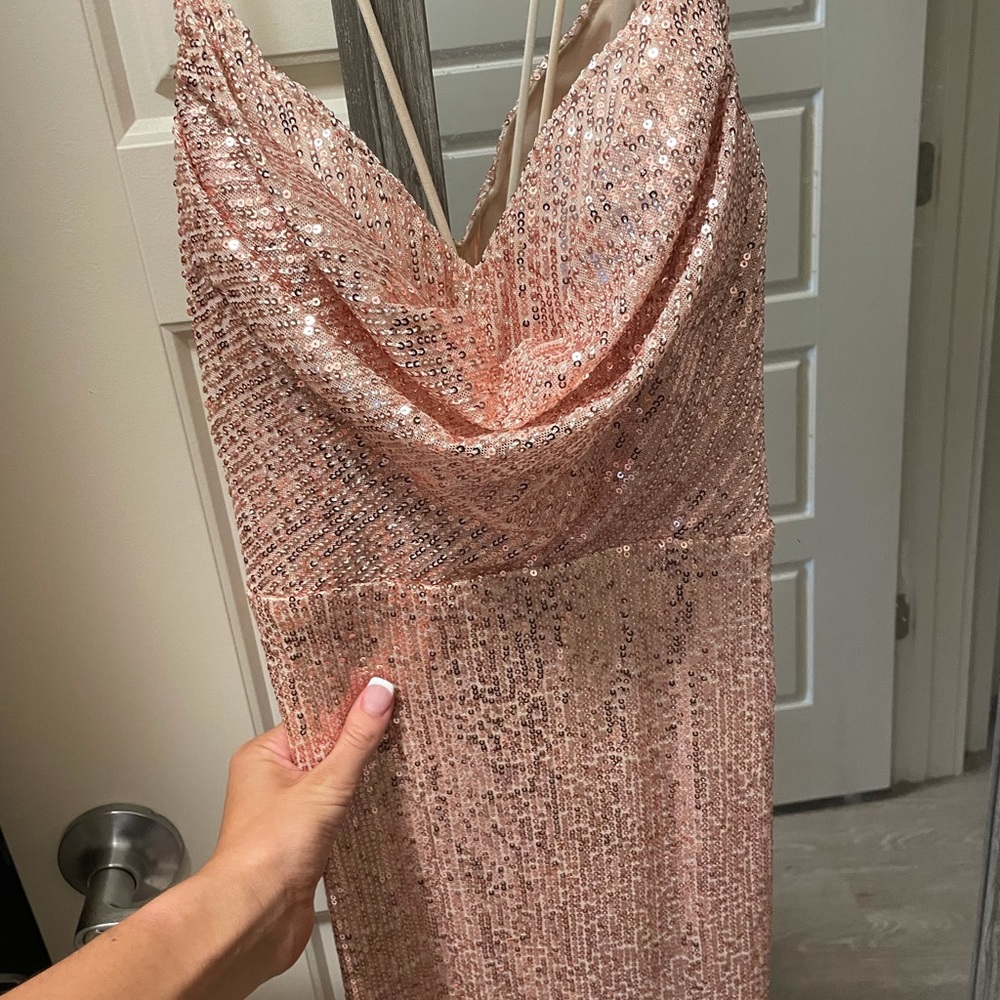 Rose gold bodycon maxi dress from Hello Molly size 6 for SALE, never worn!!!